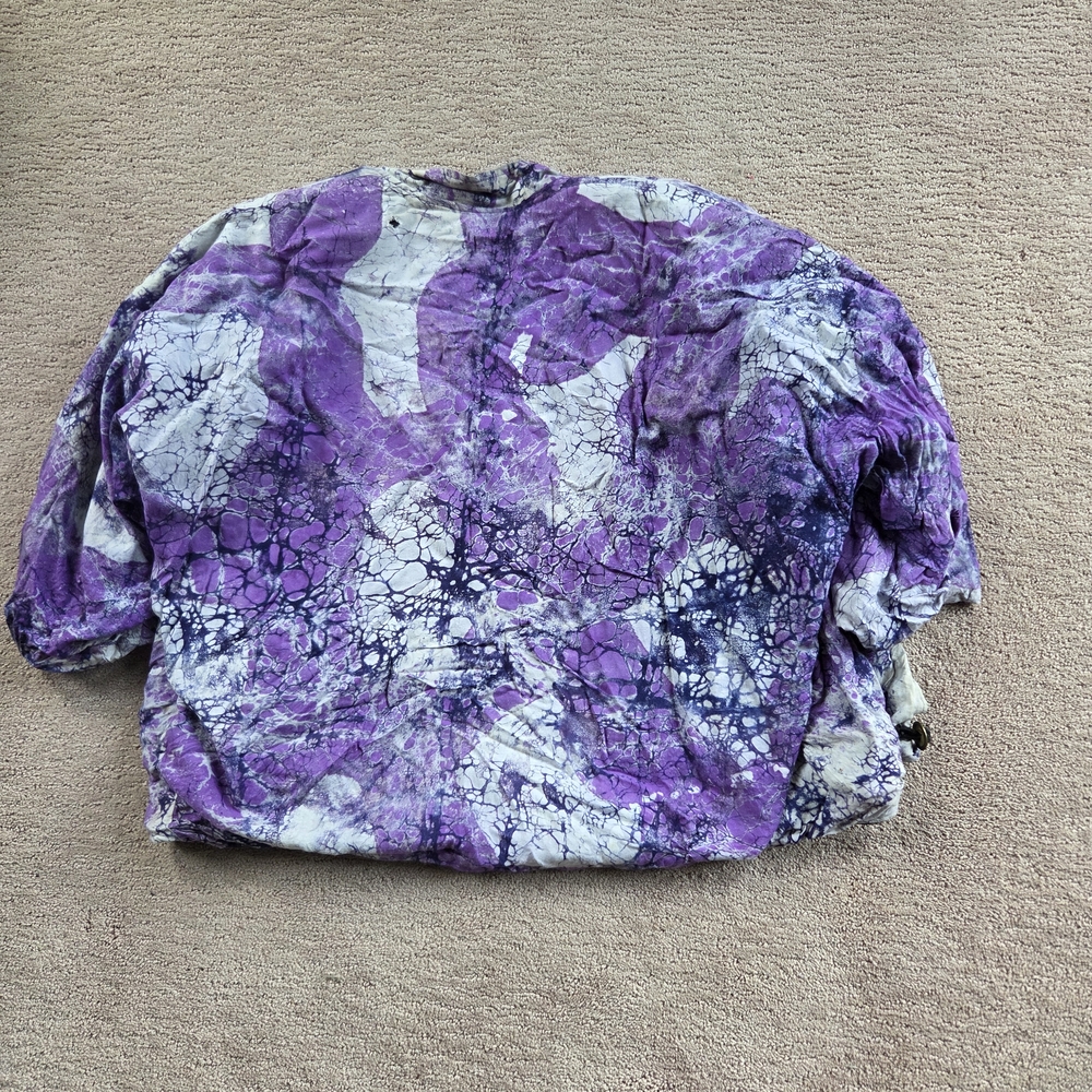 Vintage Batik Style Womens Bomber Jacket Toggle Buttons